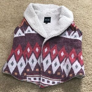 Me Jane kids girls SZ10 Ikat print fleece cardigan
